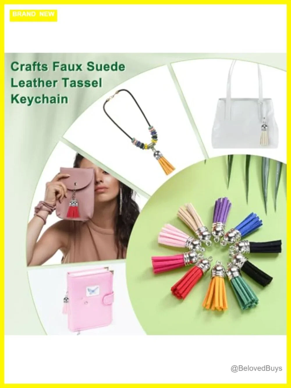 50-Pack Faux Suede Tassel Keychain Charms for DIY Jewelry Making